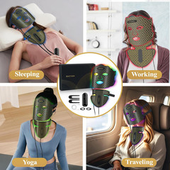 LED Face Neck Therapy Mask 7 Color 173 LED Rechargeable Skin Care Timer Black
