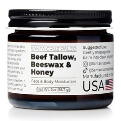 Santa Cruz Paleo, Beef Tallow, Beeswax & Honey 1 Ounce (Pack of 1), White