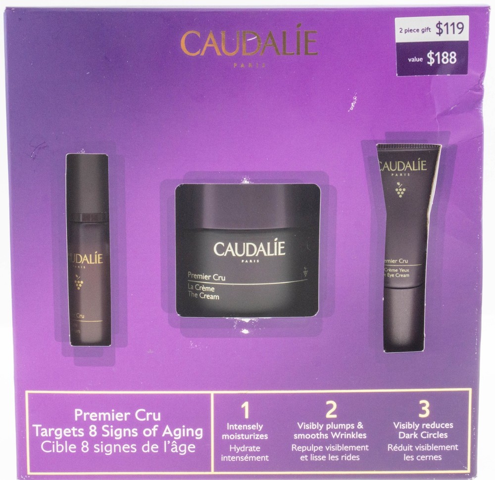 Caudalie Gift Set Premier Cru The Cream 50ml Jar + The Serum + Eye Cream SEALED