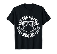 Field Day Let The Games Begin Groovy Happy Face Boys Student Small, Black