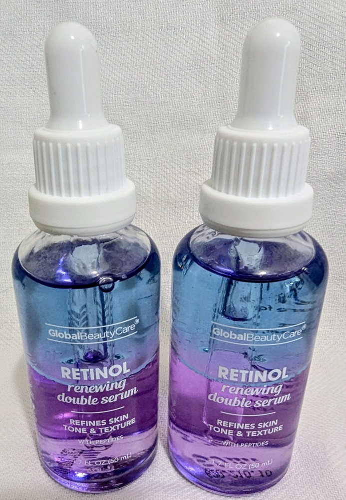 NEW~2~Global Beauty Care Retinol Renewing Double Serum~1.7 fl oz each