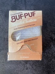 New Open Box VTG 1985 BUF PUF Facial Skin Cleansing Sponges 3M Box 25 Sponges