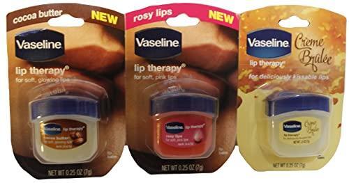Vaseline Lip Therapy Bundle – Creme Brulee, Rosy Lips & Cocoa Butter, 0.25 Ounce