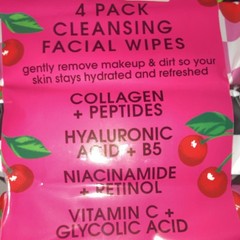 Betsey Johnson Collagen + Peptides Face Cleansing Wipes 4 Pack, 30 Ct Each