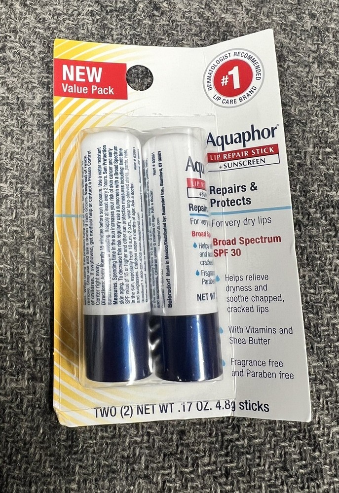 2 Packs Aquaphor Lip Repair Balm with SPF 30 2 Each Pack. 4 Total.
