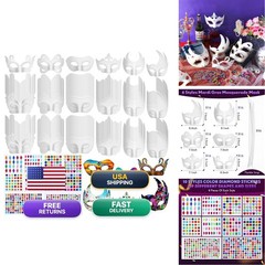 Leyndo 96 Pcs White Paper Mache Masquerade Masks Mixed Styles Halloween Mardi