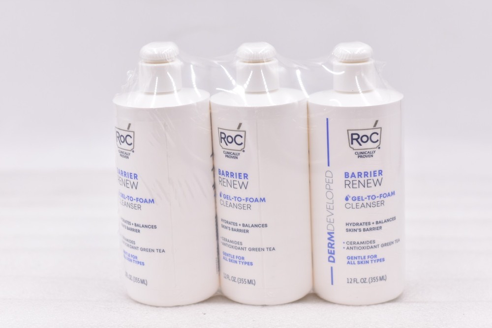 Lot of 3 RoC Barrier Renew Gel to Foam Cleanser, 12oz EXP: 06/2026