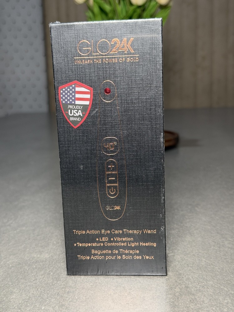 NEW Glow24k Triple Action Eye Care Therapy Wand – LED, Vibration, Temp Control