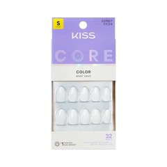 Press On Nails Short Almond White 32 2g Glue Kiss Core CC24 Lyrical Size Shape