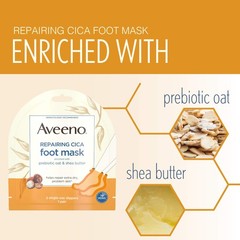 Aveeno Repairing CICA Foot Mask with Prebiotic Oat and Shea Butter, Moisturizing