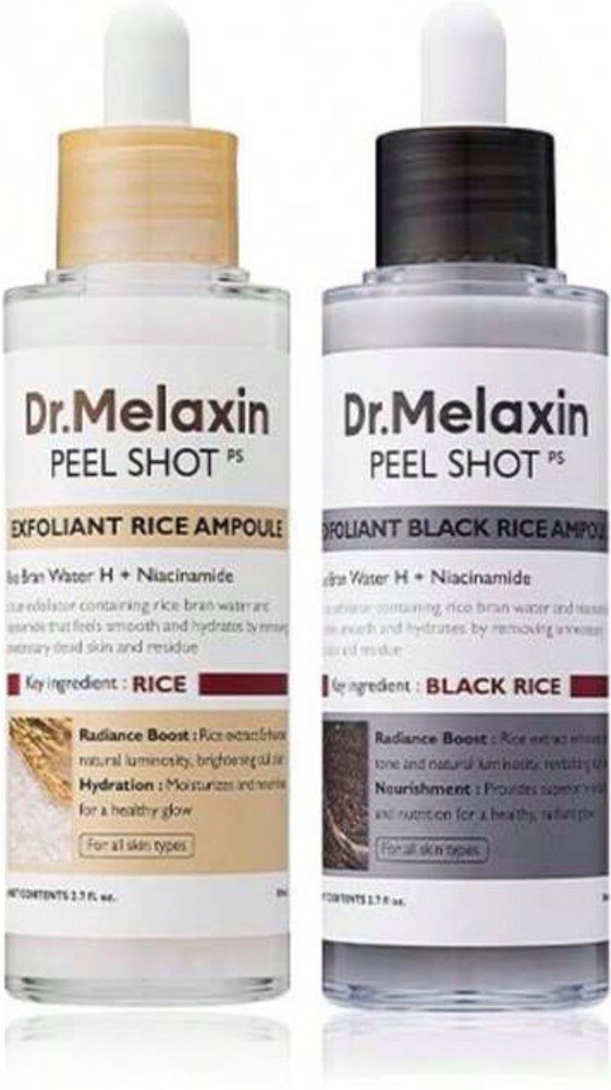 Dr. Melaxin Peel Shot Set Viral TikTok Rice Exfoliating Ampoule White + Black