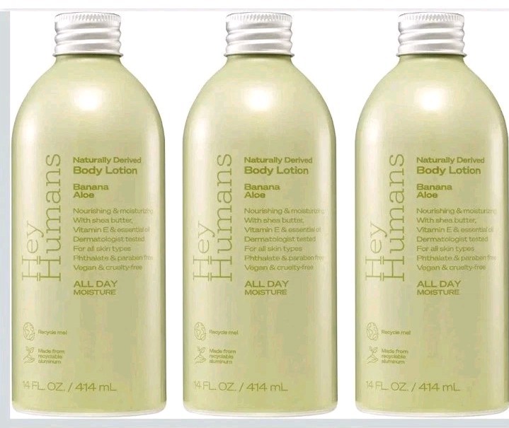 3 Pack Hey Humans Naturally Derived Body Lotion – Banana Aloe – 14 fl. oz.