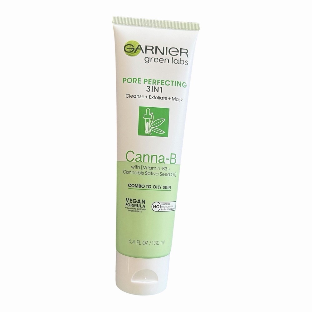 Garnier Green Labs Canna-B Pore Perfecting 3-In-1 Cleanser+Exfoliator+Mask-4.4oz