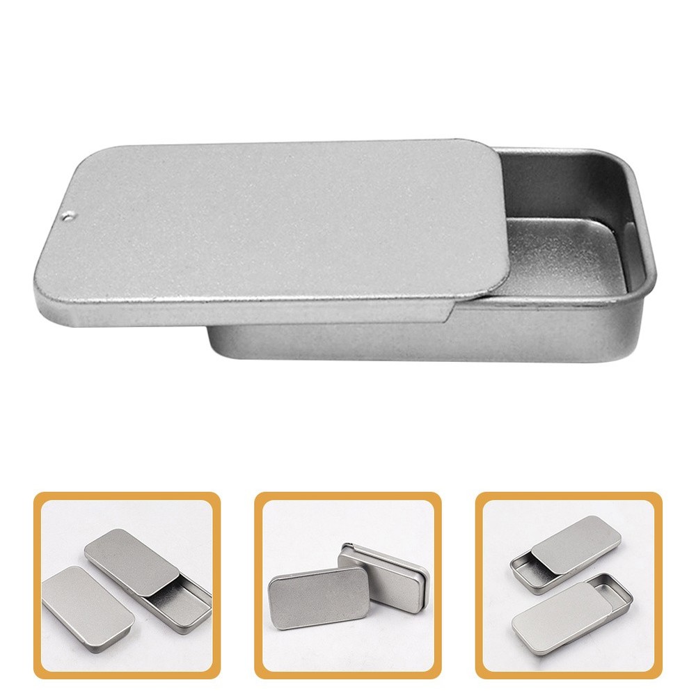 18 Pcs Tinplate Candy Cases with Lids Empty Rectangular Metal Storage Tins