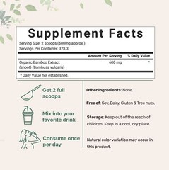 Micro Ingredients Organic Bamboo Extract Powder, 8 Ounce (1 Year Supply), Ric…