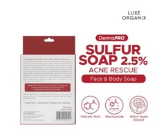 LUXE ORGANIX Dermapro Sulfur Soap 2.5% Acne Rescue 80g