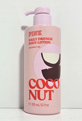 PINK Daily Drench Coconut Oil Body Lotion Vegan Dermatologist Approved 12 fl oz