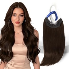 Hair Extensions Human 20 Inch 105G Chocolate Brown Adjustable Sunny Wire Real
