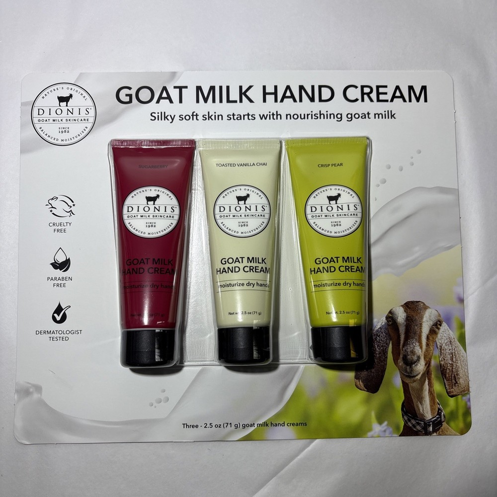 Dionis Goat Milk Skincare 3 Pack Assorted Scented Hand Creams, 2½ oz