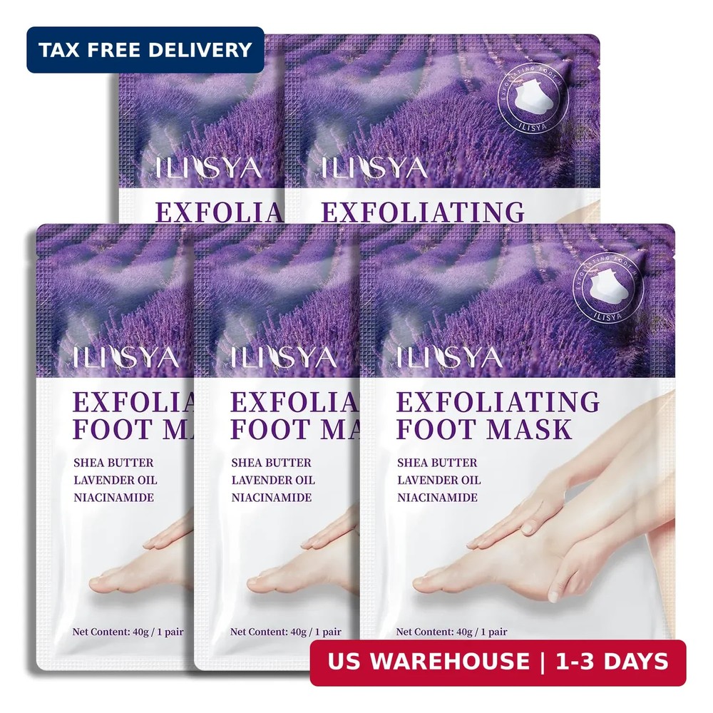 Foot Peeling Mask – 5 Pack Exfoliating Foot Peel Mask for Dry Cracked Feet – Bab