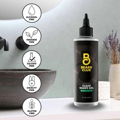 Beard Club Premium Shaving Gel for Men – 8 Fl Oz (Pack of 1), Clear Shave