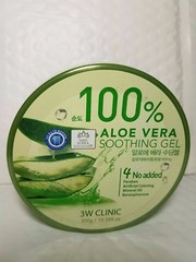 ALOE VERA SOOTHING GEL 100% 3 W CLINIC 10.58 FL OZ 300 G ORIGINAL 100