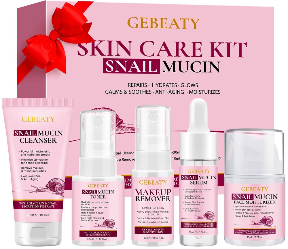 Skin Care Set, 5Piece Hydrating & Anti Aging Snail Mucin Skincare Routine