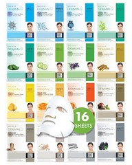 DERMAL Made in Korea Facial Mask – 20+ 16 Count (Pack of 1), Set A 16 Colors