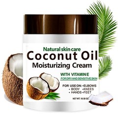 Coconut Oil Cream. Spa Size 10.5 Oz Moisturizing Cream. Coconut Oil for Face, Ha