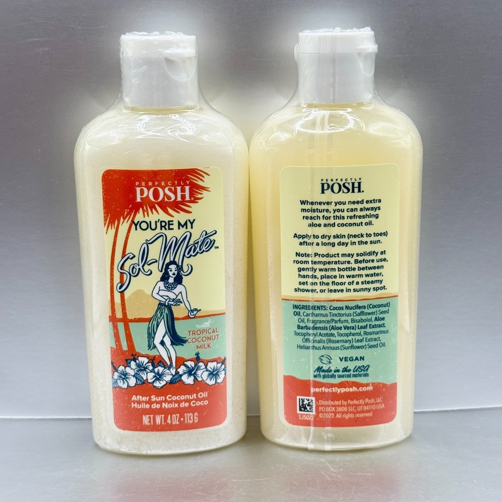 Lot of 2 Perfectly Posh YOU&rsquo;RE MY SOL-MATE Coconut Body Oil SEALED Coconut Milk