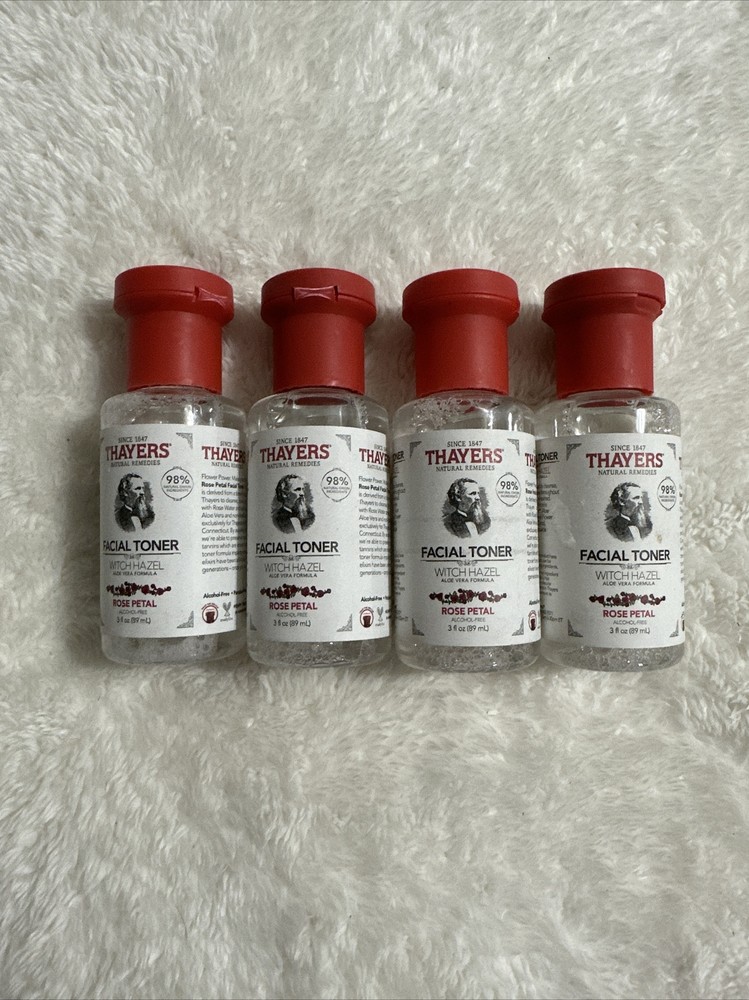 Thayers Facial Toner Witch Hazel Rose Petal 4 bottles 3 fl oz ea – Travel