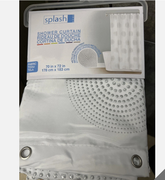 Splash Home Radiant Polyester Fabric White Shower Curtain 70&Prime; x 72&Prime;