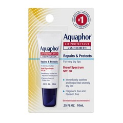 Aquaphor Lip Protectant and Sunscreen Ointment – Broad 0.35 Fl Oz Tube, White