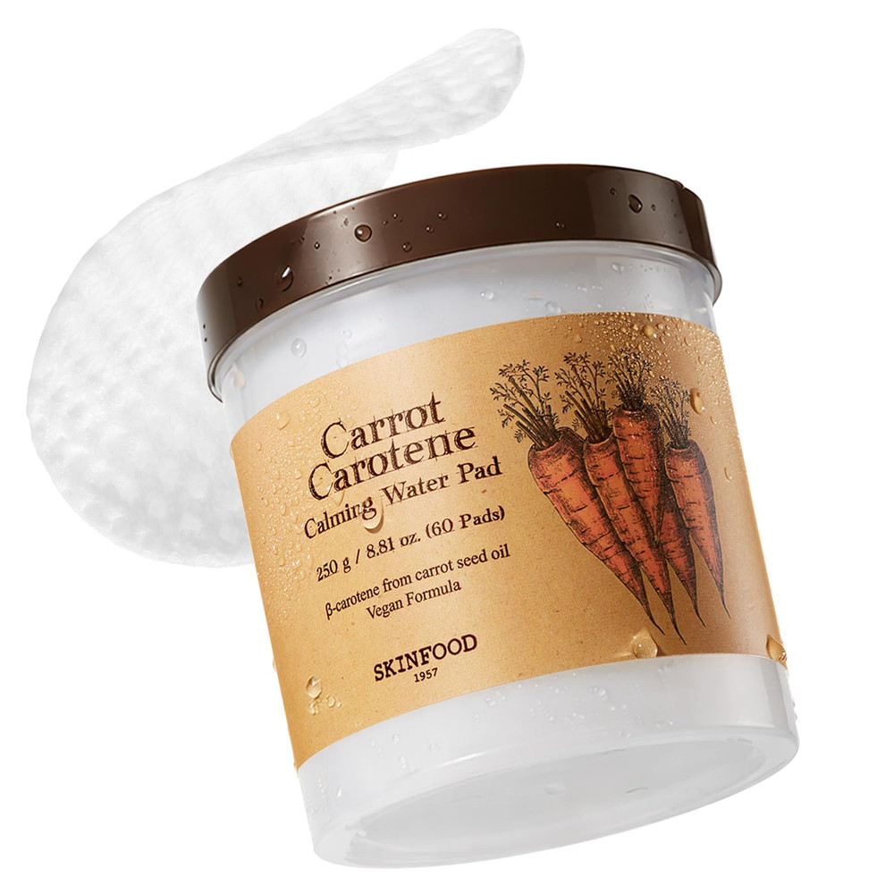 SKINFOOD Carrot Carotene Toner Pads, Hydrating & Soothing, Cotton Facial Toner P