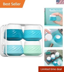 Versatile Silicone Cosmetic Containers – 1oz Leak-Proof Travel Size Jars, 4 Pack
