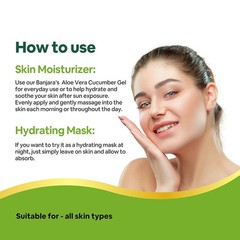 Banjara&rsquo;s Aloe Vera Cucumber Gel helps in hydration and smoothning of skin 100gm