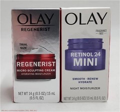 2 PACK!! Olay Regenerist Retinol 24 & Microsculpting Cream – Trial Size – 0.5oz