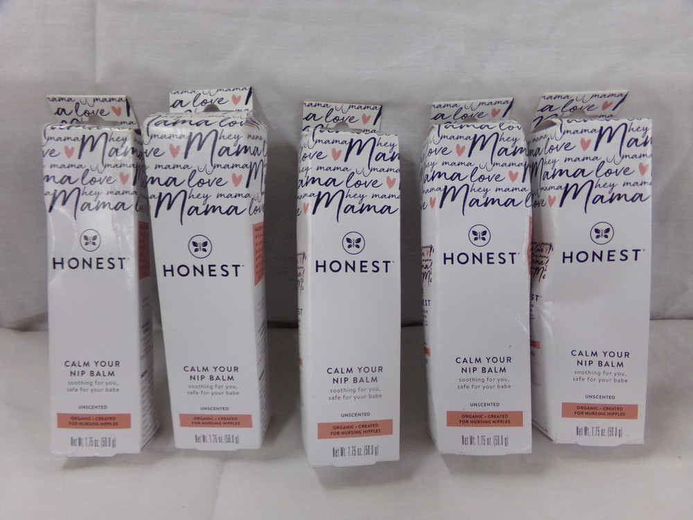 Lot of 5 Honest Hey Mama Love Calm Your Nip Balm Unscented 1.75 Oz Damaged Boxes