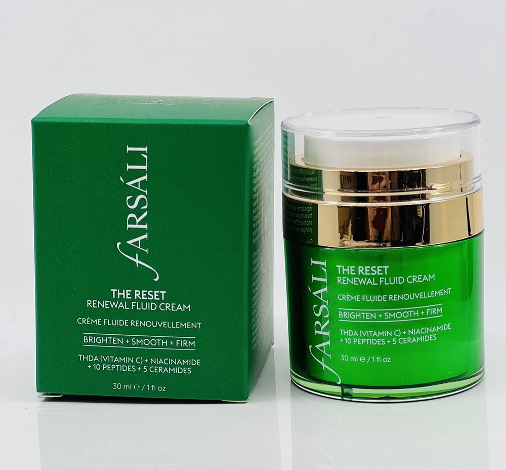 Farsali THE RESET Renewal Fluid Cream VitC Airless Jar 12 PAO Valued Over $150