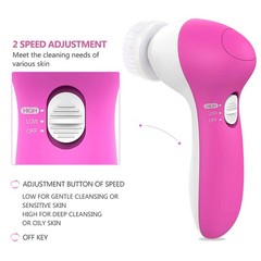 5-in-1 Electric Facial Cleansing Brush Waterproof Spin Face Exfoliator Massager