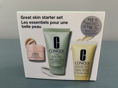CLINIQUE Great Skin Starter Mini Set 3 Pc Set 7 Day Scrub/Lotion/All About Eyes