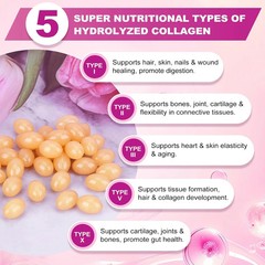 ZHPHK Multi Collagen Peptides for Women 2000mg Hydrolyzed Collagen Peptides Pill