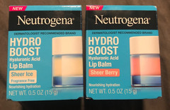 New Lot Of 2 Neutrogena Hydro Boost Hyaluronic Lip Balm Sheer Berry + Ice 0.5×2