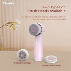 Eliteshine Electric Facial Cleanser Brush Equipped with Dual-Rotating Pink