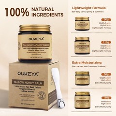 OUKEYA Beef Tallow Balm 100% Grass-Fed & Raw Honey For Skin Hydration Cream 110g