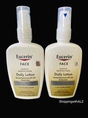 NEW LOT 2 Eucerin Face Daily Lotion SPF 30 Gentle Protection 4 oz EXP 2026/2027