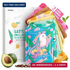 ZealSea Face Masks Skincare for Women, Variety 7Days Facial Sheet Mask Set for D