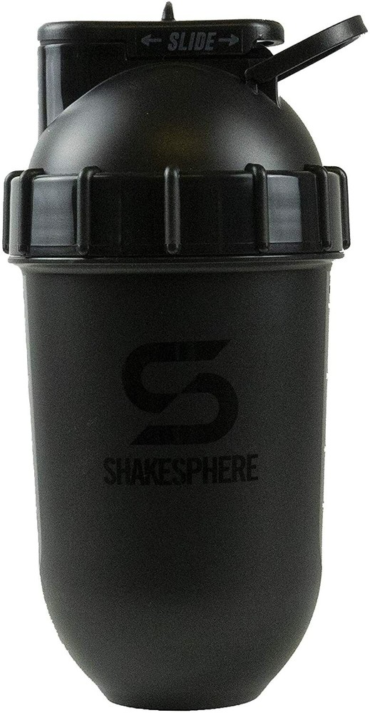 ShakeSphere Tumbler Protein Shaker Bottle Gloss Black/Black 700ml 24oz