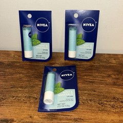3 Packs, Nivea Mint & Mineral Refreshing Lip Care Shea & Peppermint Extract