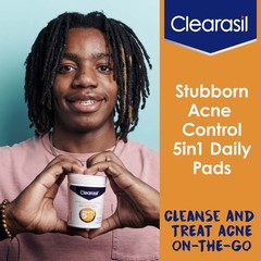 Clearasil Stubborn Acne Control 5in1 Daily Facial Cleansing Pads 90 Count
